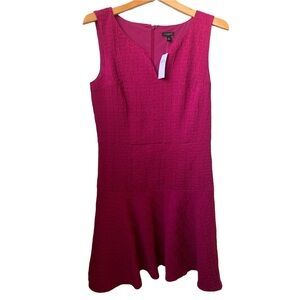 ANN TAYLOR Women’s Raspberry Pink Textured Cap Sleeve Lined Fit & Flare Dress